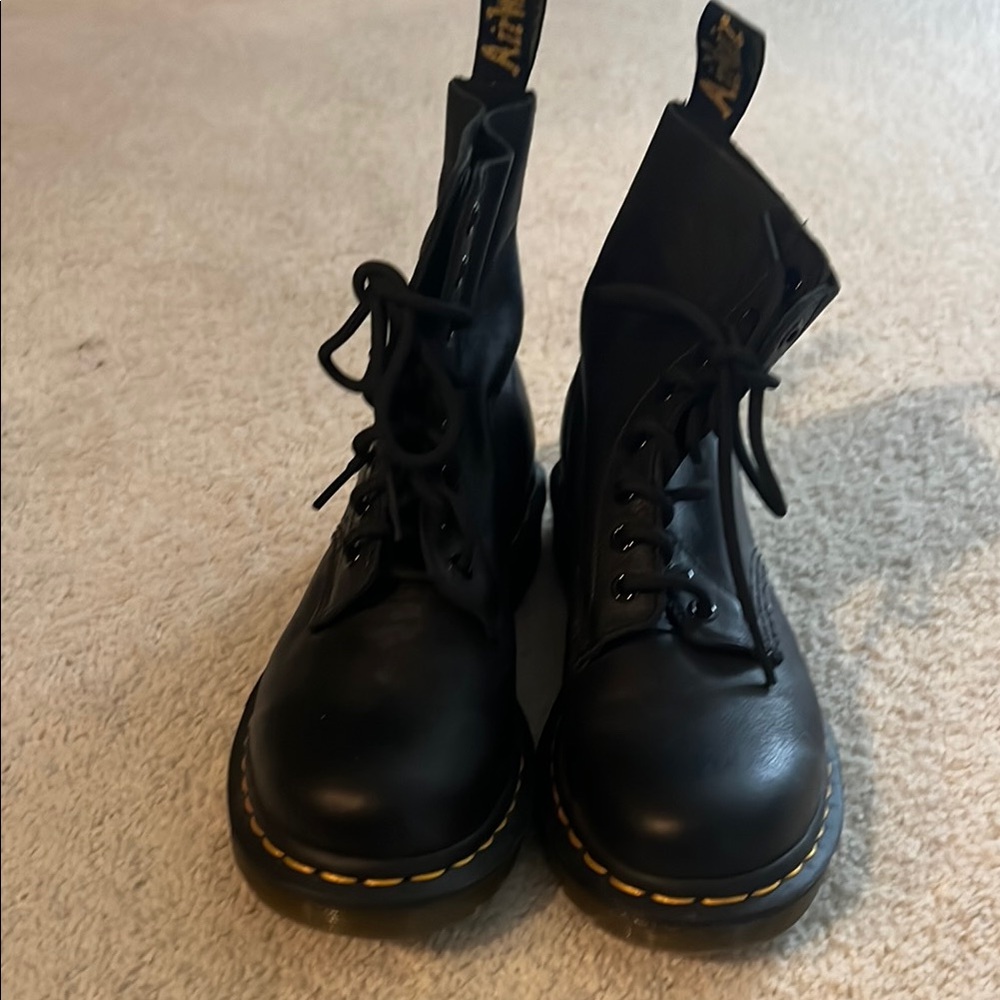 Dr. Martens Black Boots with Yellow Stitching only worn one time